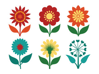 Colorful Floral Design Set for Spring or Summer