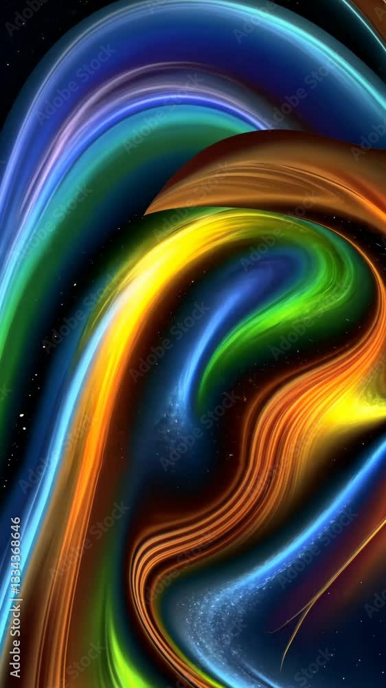 Aufkleber a colorful swirl of light and color with a star in the middle. the star is surrounded by a rainbow o