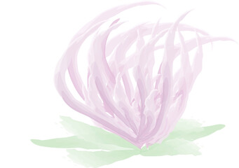Water Color Pink Flower with Leaves 