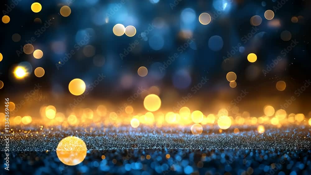 Poster abstract bokeh with bright shimmering elements on a dark background.