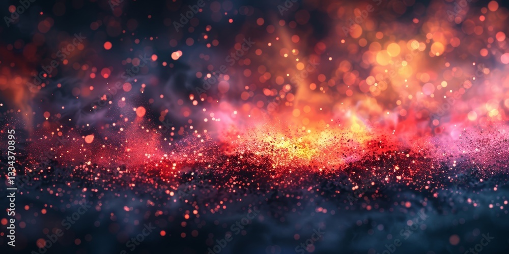 Aufkleber a visually stunning abstract background of red and orange bokeh lights in the darkness, creating a d
