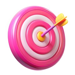 Pink target with dart goal, aim, success, focus, achievement