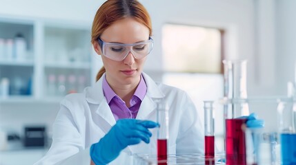Concentrated scientist analyzing samples in modern laboratory setting