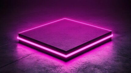 Pink neon glowing square platform.