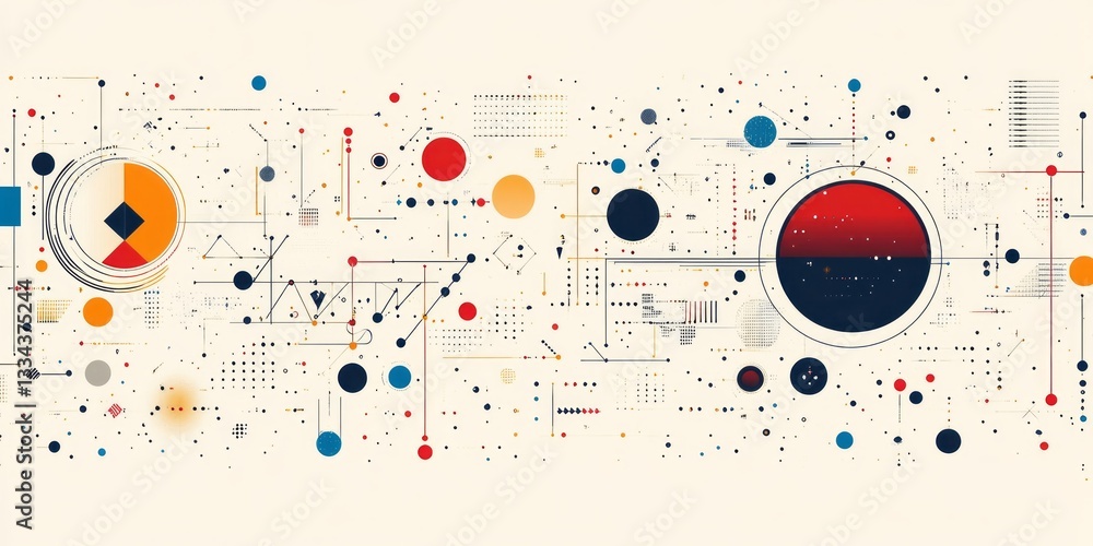 Poster abstract digital network illustration with geometric shapes and lines