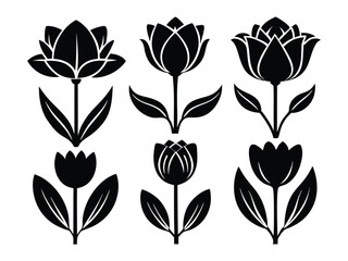 Elegant Black Silhouette Flowers for Design Projects