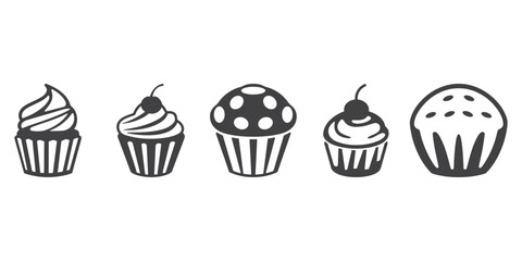 Cupcake Icons Silhouette Vector Illustration