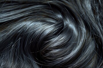 Abstract close-up of silver grey locks showcasing intricate hair texture with natural highlights and subtle variations in color, an exquisite artistic depiction.