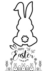 easter bunny with easter eggs,Coloring Pages, Eggs, White Background, Clip art