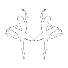 Elegant Ballerina Silhouettes in Graceful Dance Poses set– Tutu Ballet Dancers on White Background