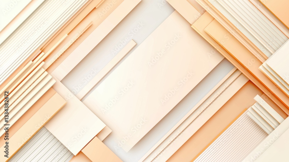Poster a geometric pattern of overlapping rectangles in various shades of peach and cream.