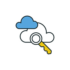 Cloud Key Icon Representing Cloud Data Security.