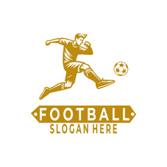 Football player logo design vector template. Creative football icon vector