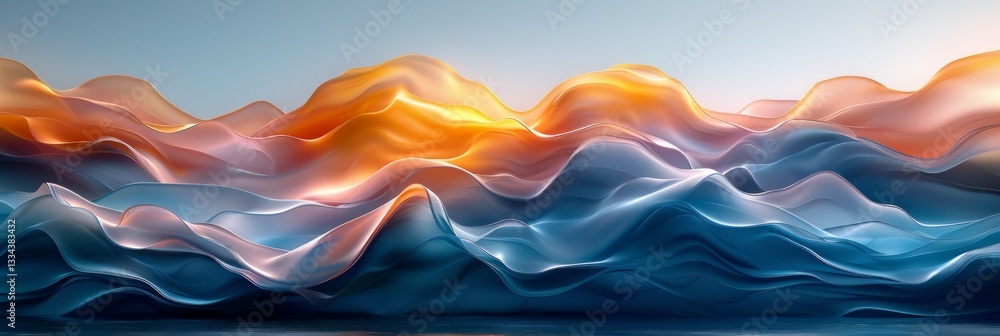 Poster abstract fluid gradient background with transparent glowing wave and bright colors representing ener