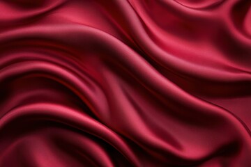 Fototapeta premium Luxurious Red Satin Draped Fabric Soft Waves Elegant Texture,