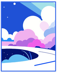 winter landscape with moon