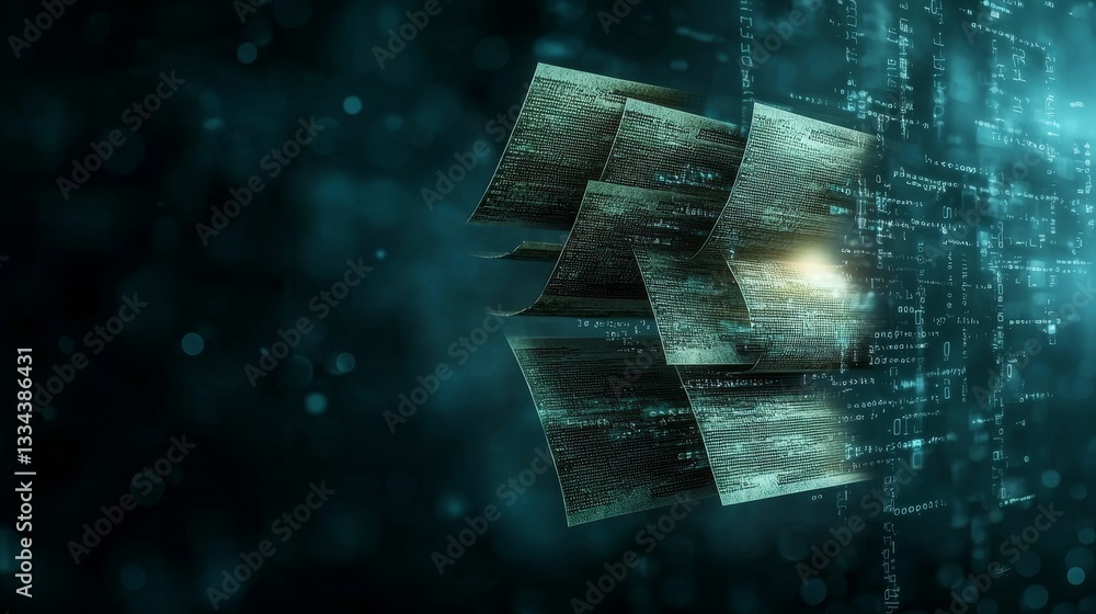 Fototapete In Document Analysis, the importance of stock in examining documents is highlighted by an image showing machine learning algorithms extracting data from unstructured documents.