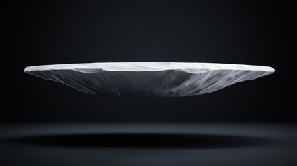 A white, textured sphere floats in a black void.