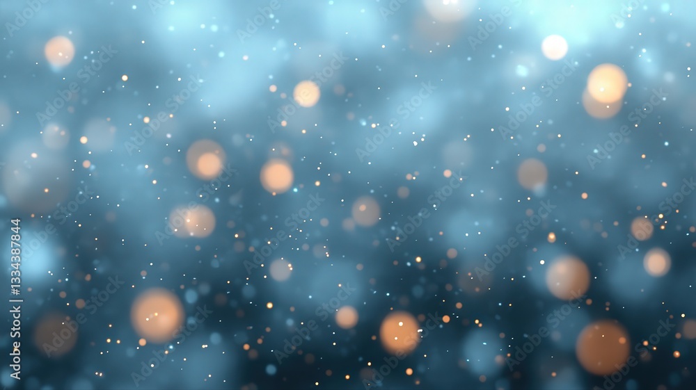 Poster abstract teal and orange bokeh background with sparkling lights