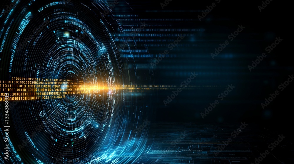 Leinwandbilder Illustration of big data technology and data science. Concept of data flow, including querying, analyzing, and visualizing complex information. Neural network for stock prediction. Data mining and