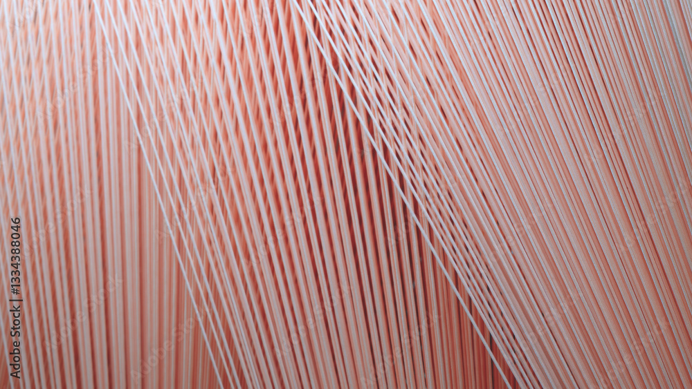 Poster A pink and white striped pattern that is reminiscent of a piece of fabric. pattern is made up of many thin, white lines that are arranged in a way that creates a sense of movement and flow