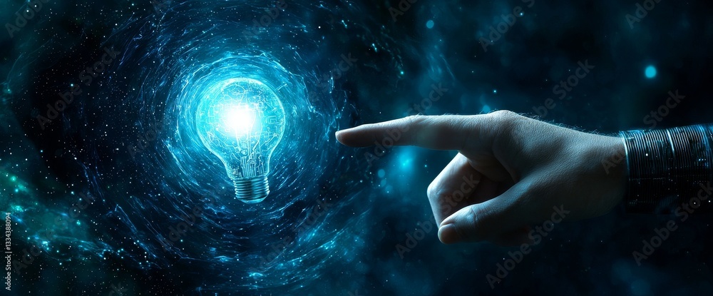 Leinwandbilder stock, machine learning, robotic hands and human touch on a big data network, creative brain data in