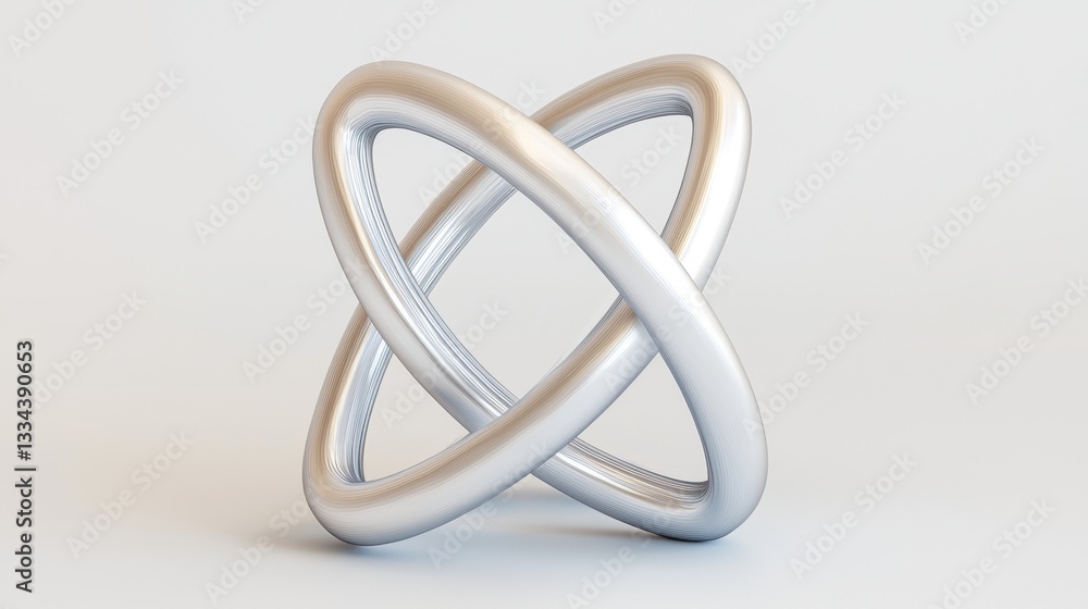 Aufkleber a 3d rendering of a silver ring with a twisted design.