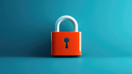 Fototapeta premium Securing digital assets red lock symbol virtual graphic representation minimalist design front view concept of safety