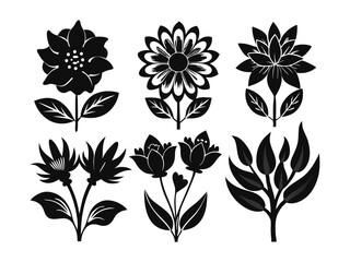 Elegant Black Silhouette Flowers for Design Projects