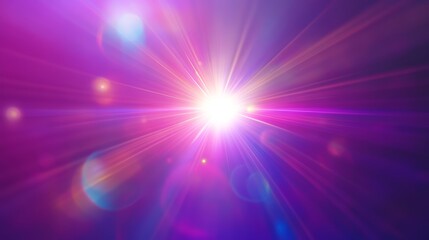 Fototapeta premium Abstract shining light with lens flares on purple and magenta background, magical burst effect for graphic design or wallpaper with elegant glow