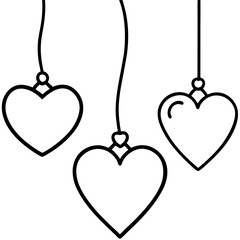 Elegant Hanging Hearts Outline