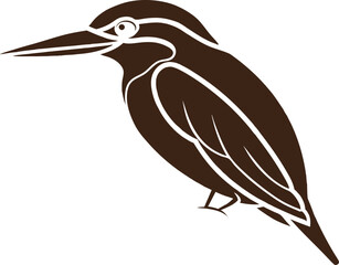 Elegant Kingfisher Line Art Minimalist Bird Drawing for Prints