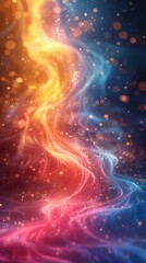 Fototapeta premium Abstract vibrant background with swirling glowing energy lines and bokeh lights, depicting a blend of warm and cool hues for a dynamic effect