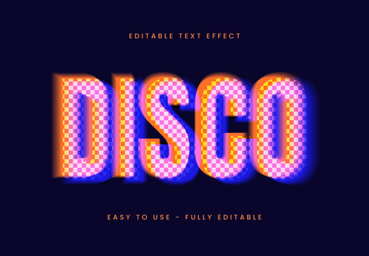 Orange And Blue Checkered Grid Font Disco Blur Text Effect