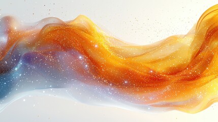 Captivating Flowing Waves of Orange and White with Glittering Stars on Soft Background