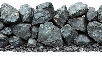 Detailed Close-up of Natural Gray Rock Formation on White Background for Texture and Material Use