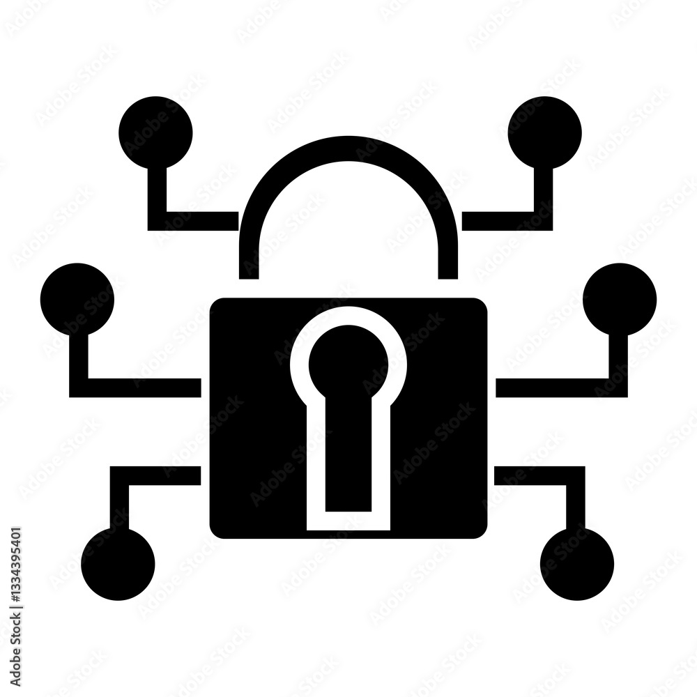 Poster cyber security vector iconcyber security, security, secure, padlock, locked, network, lock