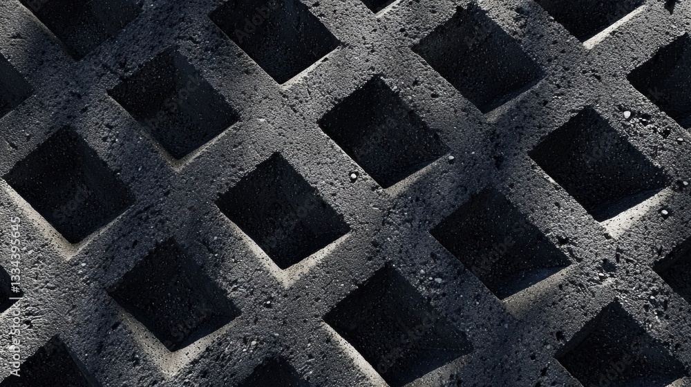 Poster a close-up view of a concrete surface with a diamond pattern.