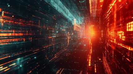 Fototapeta premium パーティクル、ネットワーク、サイバーのイメージ