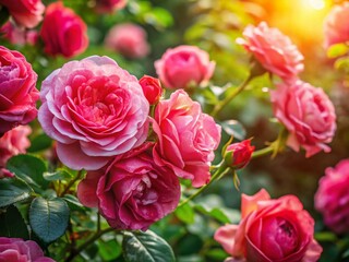 Fototapeta premium Aerial View Exquisite Fresh Roses Garden Drone Photography