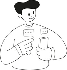 The guy is talking on the phone. Vector illustration.
