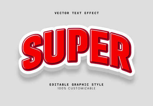 Red and White Bold Font Curved 3D Text Effect