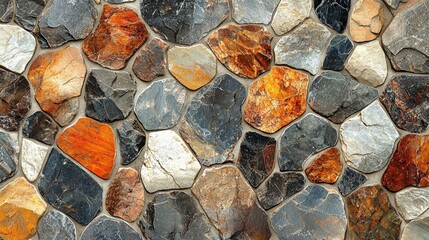 Decorative Stone Wall with Varied Textures and Colors in Natural Design for Home Decor