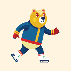 Funny cartoon teddy bear playful illustration