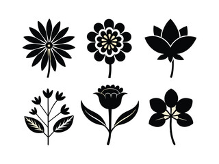 Obraz premium Elegant Black Silhouette Flowers for Design Projects