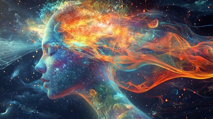 Abstract representation of human dream data subconscious patterns