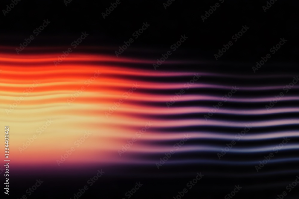 Poster abstract design with horizontal wavy lines and colorful gradients displayed