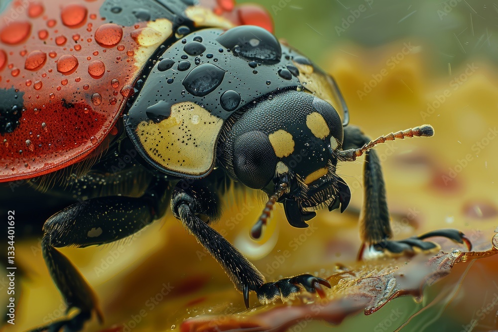 Poster close-up of a ladybird insect on a macro scale with clean lines and natural colors