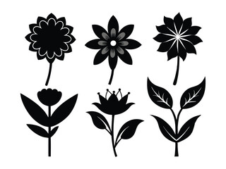 Elegant Black Silhouette Flowers for Design Projects