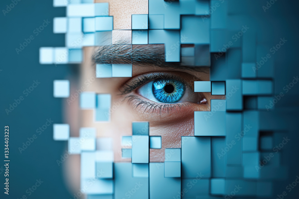 Poster digital fragmentation of human perception abstract art conceptual visualization modern environment c